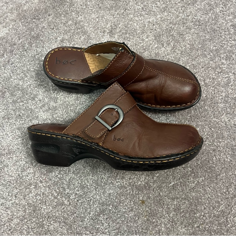 B.O.C. Hannie Buckle Faux Leather Mules Size 9